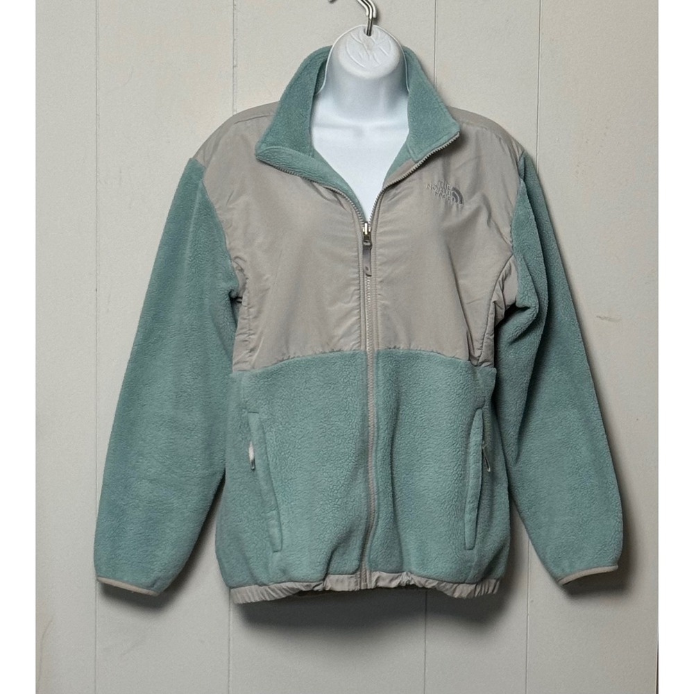 The North Face Girls Denali Polartec Fleece Jacket Seafoam Green Grey Size XL